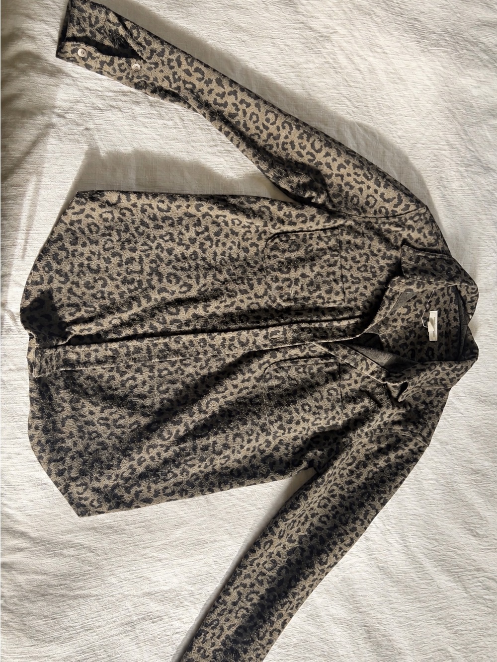 Beach Lunch Lounge Leopard Print Button-Up Shirt Jacket - Taupe & Black